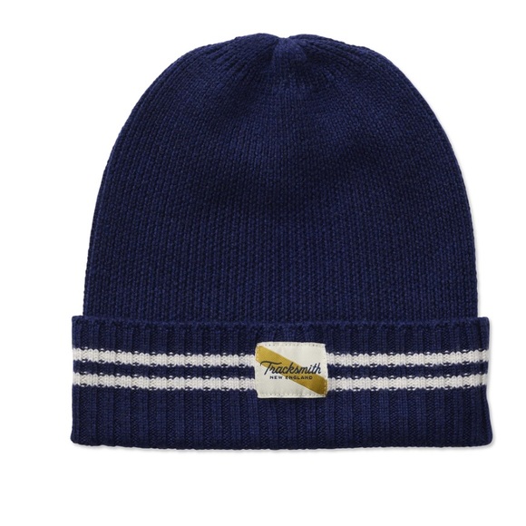 Varsity Runner's Cap- 100% Merino wool cap for winter running. Navy Ivory beanie - Picture 1 of 4